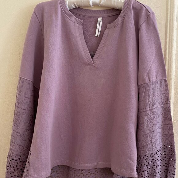 Anthropologie Sweatshirt with Eyelet Sleeves and Back, Sz M - Picture 1 of 5